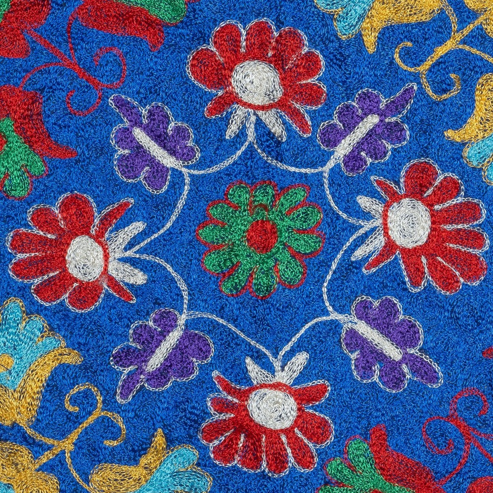 Blue Color Silk Embroidery Cushion Cover. Handmade Pillowcase. Modern Lace Pillow
