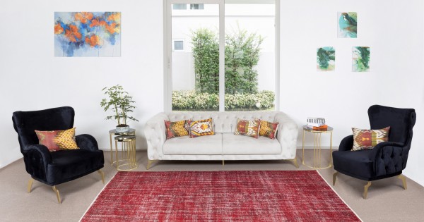 Vintage Turkish Overdyed Rug, Modern Industrial Meets Raw and