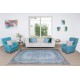 Handmade Vintage Turkish Wool Area Rug Over-Dyed in Light Blue, Ideal for Modern Home & Office Decor