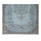 Handmade Vintage Turkish Wool Area Rug Over-Dyed in Light Blue, Ideal for Modern Home & Office Decor