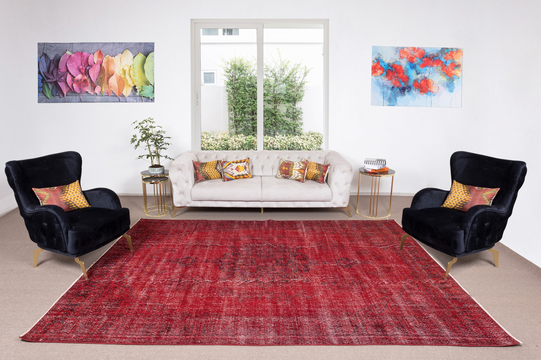 Vintage Turkish Overdyed Rug, Modern Industrial Meets Raw and